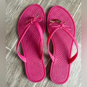 Tory Burch Bright Pink Bow Jelly Sandals